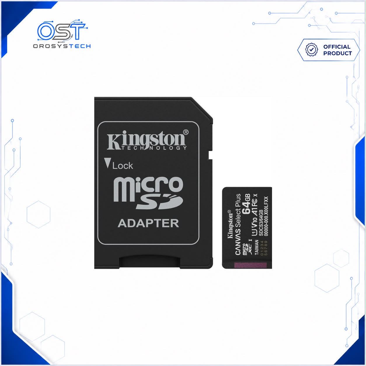 Kingston Canvas Select Plus 64GB microSD card with SD adapter
