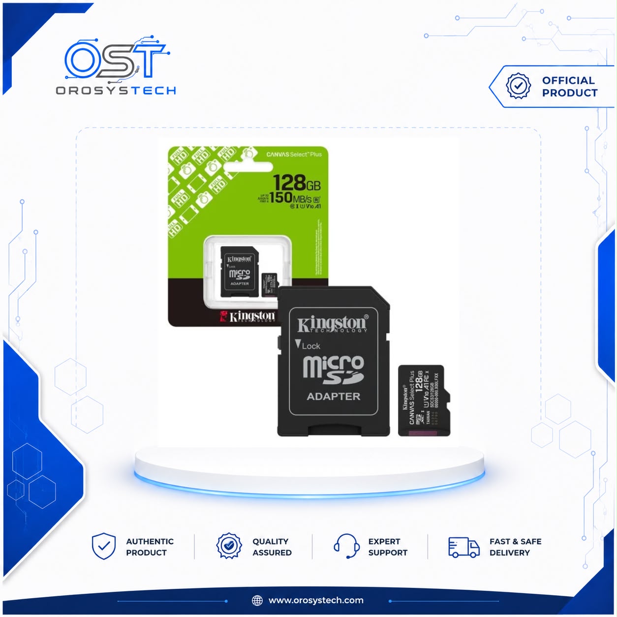 Kingston Canvas Select Plus 128GB microSD memory card with SD adapter