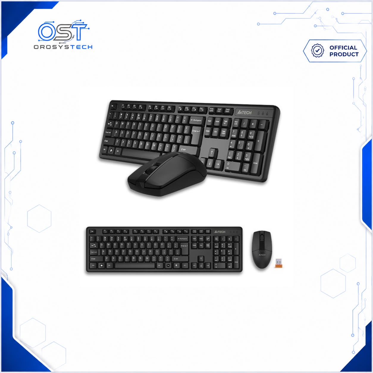 A4Tech 3330N wireless keyboard mouse and USB receiver