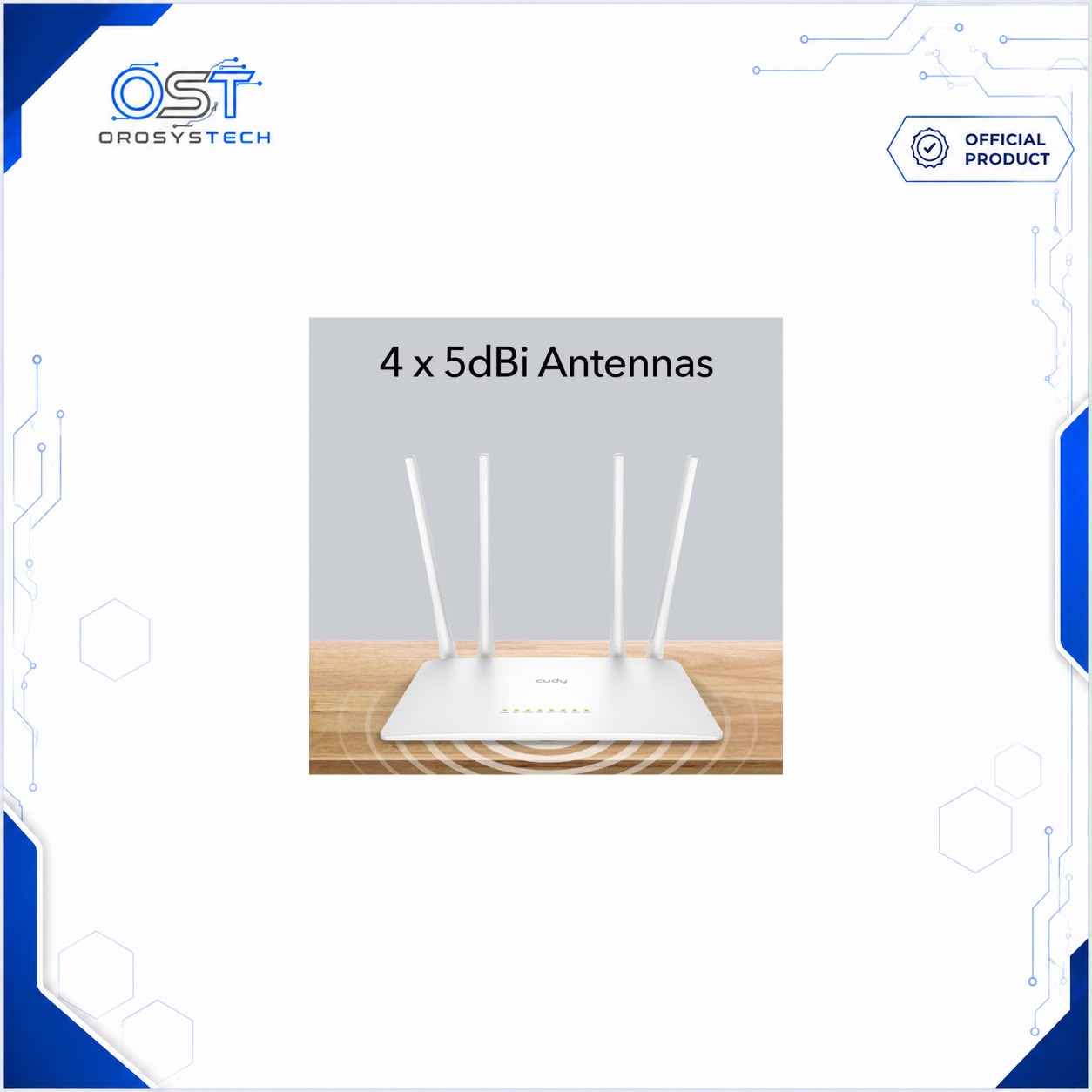 Cudy WR1200 Router with 4 x 5dBi High-Gain Antennas
