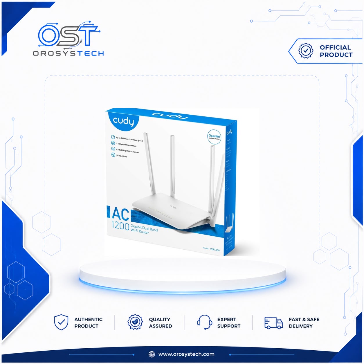 Cudy WR1300 AC1200 Gigabit Dual-Band Wi-Fi Router with retail box