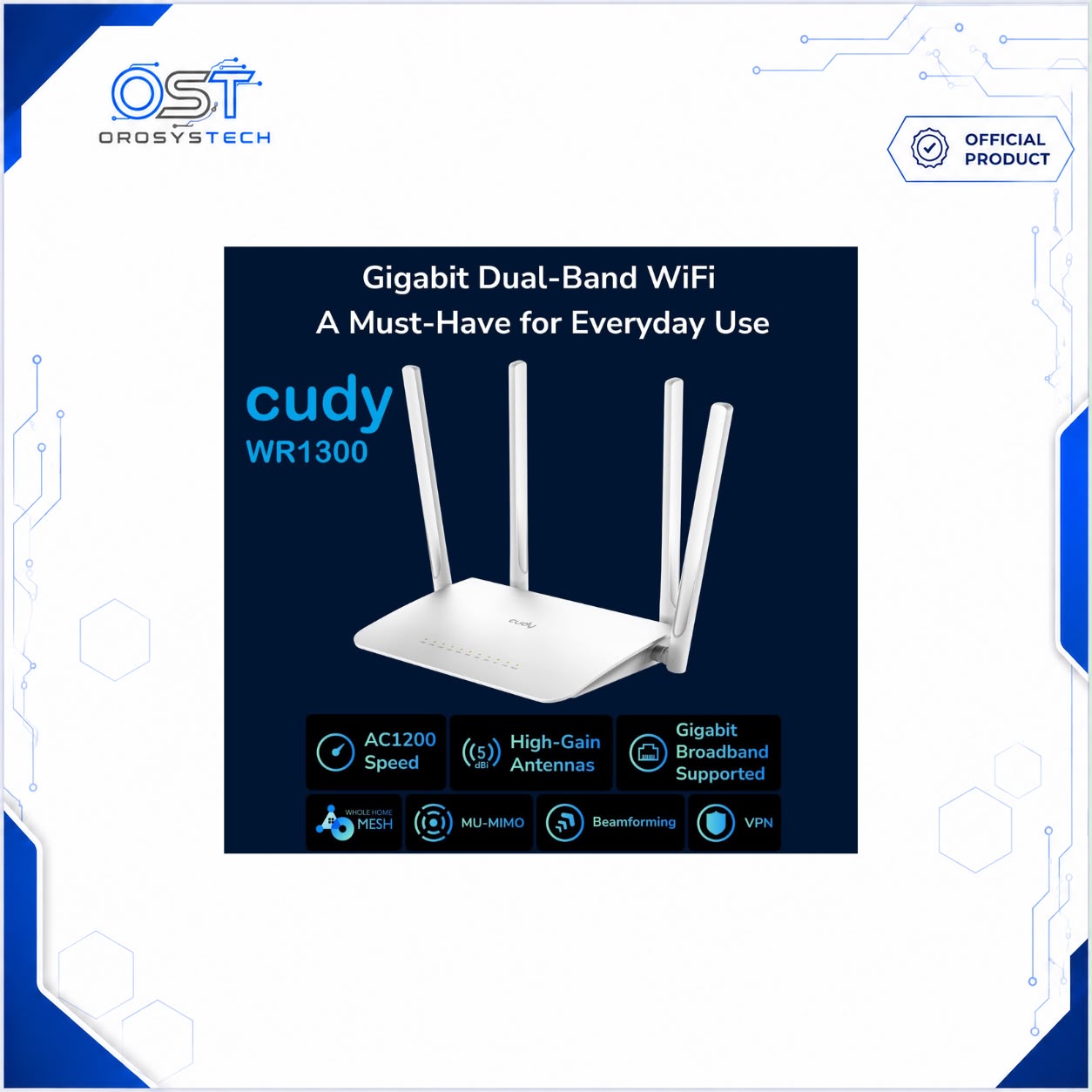 Cudy WR1300 AC1200 Gigabit Dual-Band Wi-Fi Router features and technologies